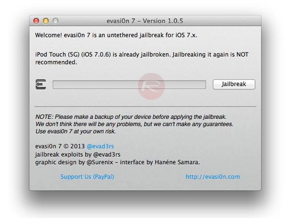 Jailbreak ios 706 untethered sử dụng tool evasi0n7