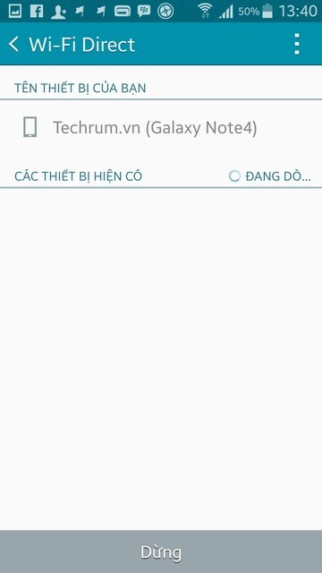 Kết nối với các thiết bị khác trên samsung galaxy note 4