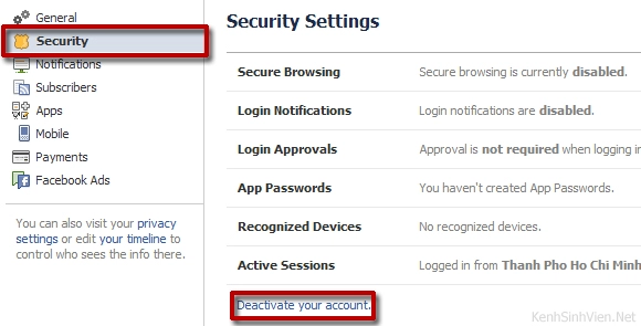 Khóa tài khoản facebook tạm thời deactivate facebook của bạn