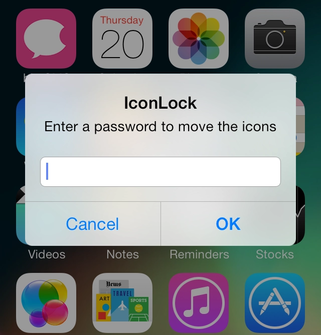Không cho di chuyển các icon trên màn hình home bằng mật khẩu