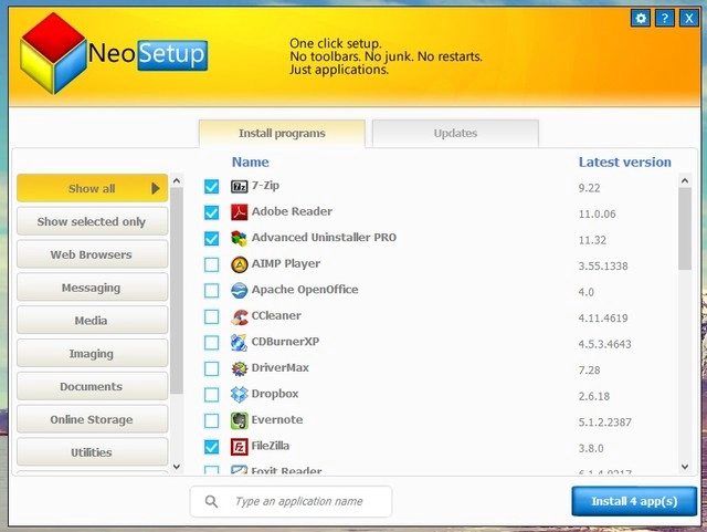Neosetup - ứng dụng download cài đặt và cập nhật phần mềm tự động