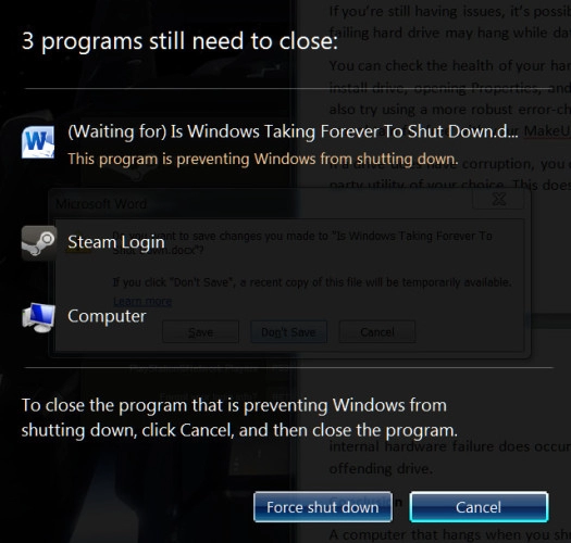 Nguyên nhân nào khiến windows không chịu shut down