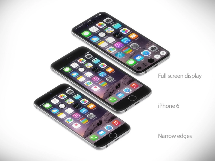 Nút home nằm trên màn hình cảm ứng của iphone 7 concept 