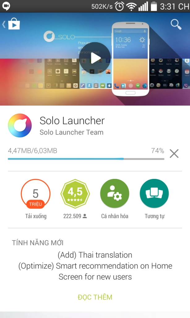 Solo launcher ứng dụng tùy biến giao diện android với nhiều chức năng hấp dẫn