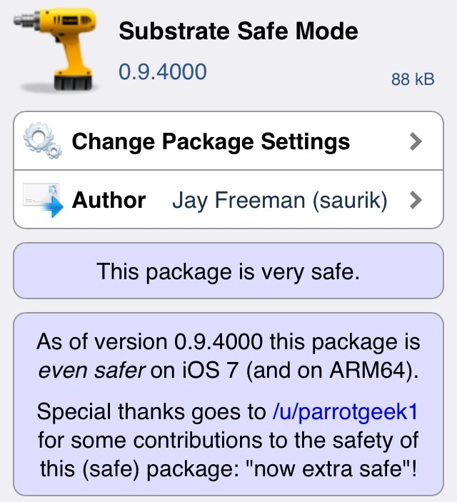 Substrate safe mode 094000 đã tương thích ios 7 và iphone 5s