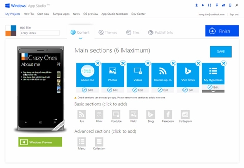 Tự tạo ứng dụng dùng trên windows phone