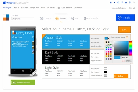 Tự tạo ứng dụng dùng trên windows phone
