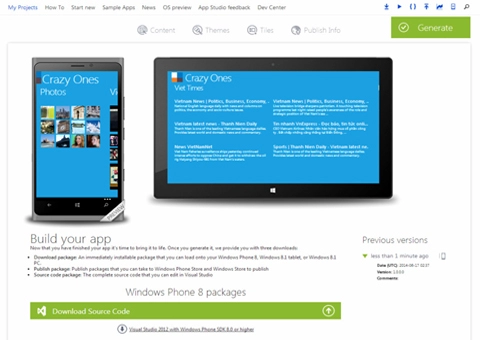 Tự tạo ứng dụng dùng trên windows phone