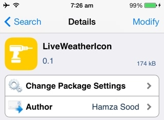Tweak mới liveweathericon icon app weather thay đổi theo thời tiết trên ios 7