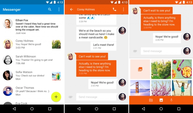 Ứng dụng messenger của android 50 lolipop đã có mặt trên playstore