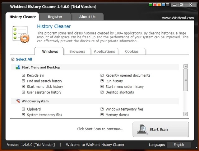 Winmend history cleaner - phần mềm dọn dẹp máy tính hiệu quả cho windows 81