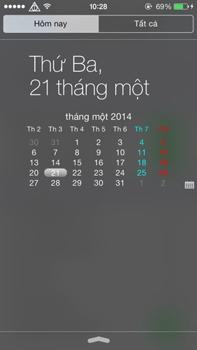 Xem lịch ngay trên thanh thông báo ios 7