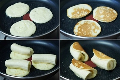 Bánh pancake cuộn chuối cho bữa sáng ngon miệng