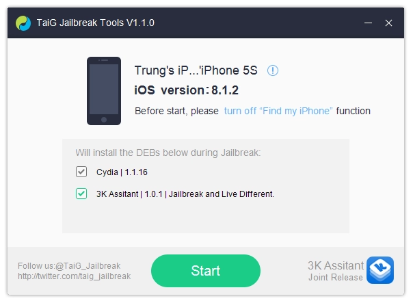 Ios 812 có thể jailbreak với taig