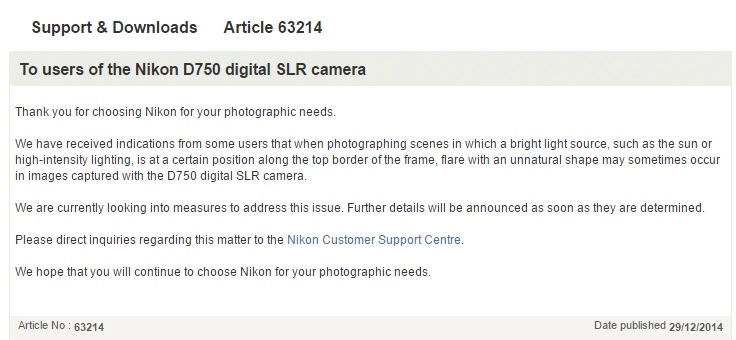 Nikon gặp rắc rối với lỗi vệt sáng lạ trên d750