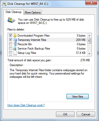 Xóa bỏ các file tạm trong windows 7 bằng công cụ disk cleanup