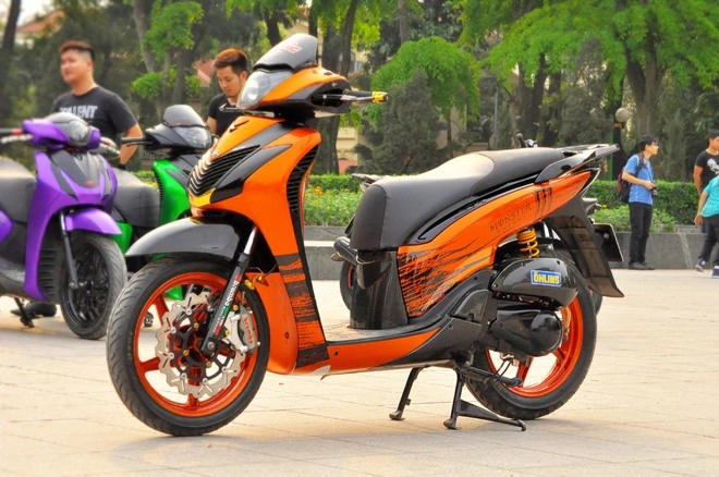 Honda sh 2010 màu cam kawasaki của biker hà thành