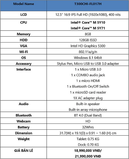 Transformer book chi t300 cùng tablet windows mỏng nhất thế giới vừa được asus cho lên kệ