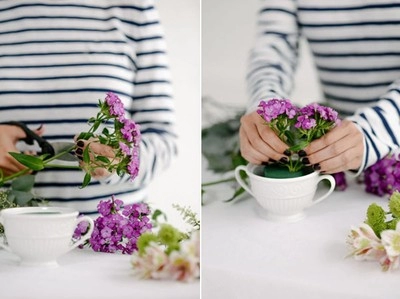 Cắm hoa trong tách trà đẹp giản dị mà tinh tế