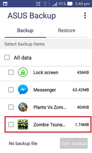 Hướng dẫn backup dữ liệu trên zenfone 2