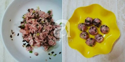 Miến thịt viên nóng hổi cho bữa sáng vừa thổi vừa ăn