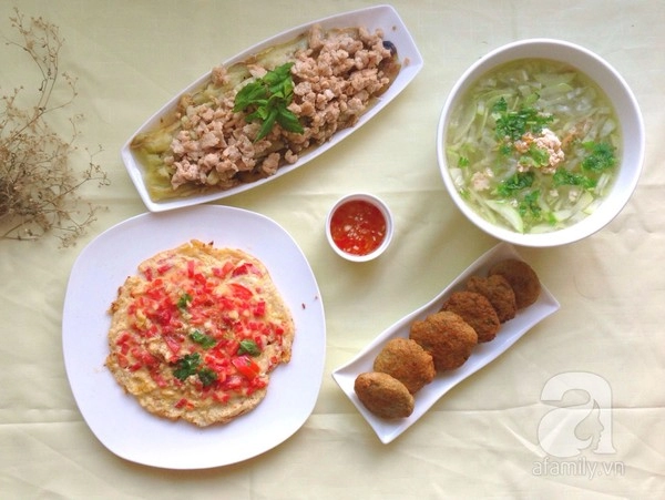 Thực đơn cơm tối Thực đơn 4 món giá 84000đ cực ngon miệng