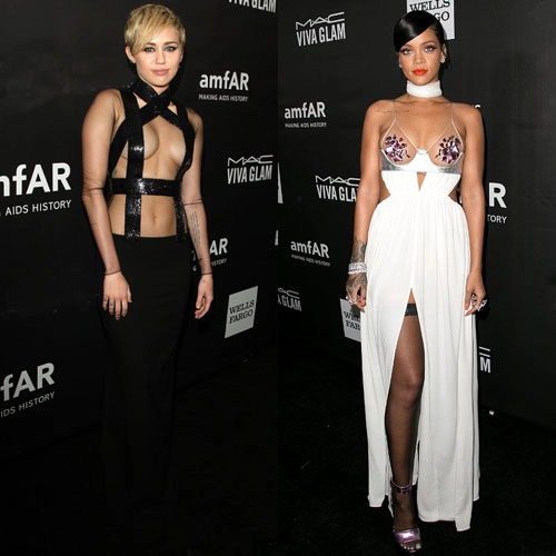 Miley cyrus rihanna mặc táo bạo dự gala từ thiện