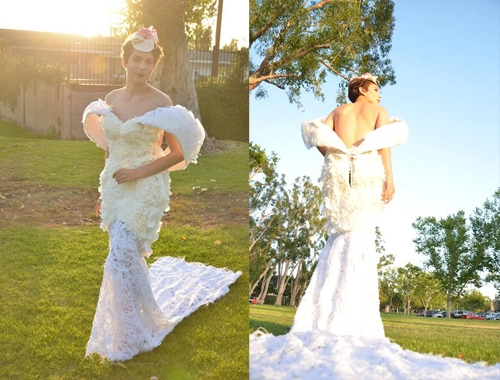 Những bộ váy cưới làm từ giấy vệ sinh
