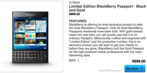 Blackberry ra thêm passport bản gold đặc biệt giá 1000 usd