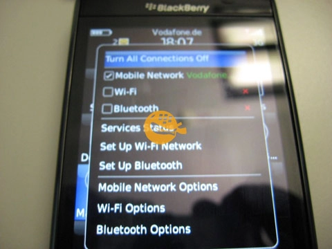 Blackberry storm 2 kết nối wi-fi