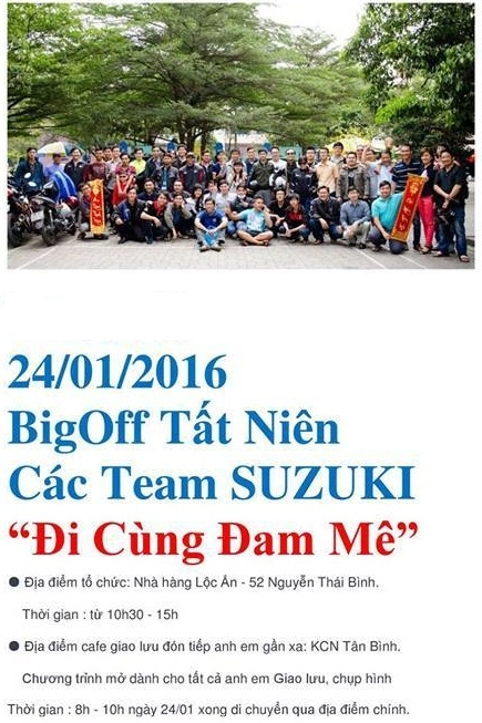 Đại hội big off tất niên suzuki miền nam 2016 đi cùng đam mê sắp diễn ra