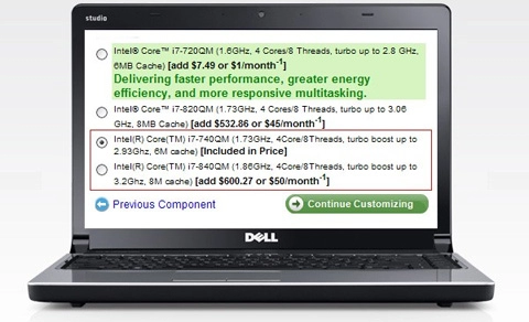 Dell nhanh nhảu nâng cấp chip core i7 mới