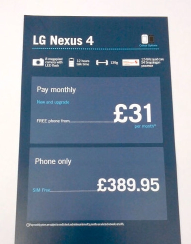 Điện thoại lg nexus 4 có giá hơn 600 usd