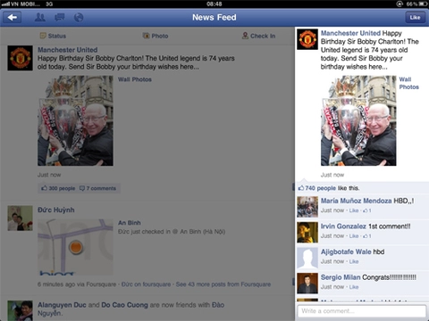 Dùng thử facebook cho ipad
