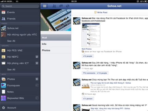 Dùng thử facebook cho ipad