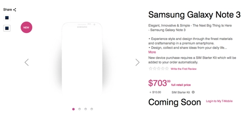 Galaxy note 3 được bán giá 700 usd