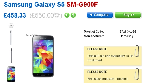 Galaxy s5 có giá dự kiến lên đến 1000 usd