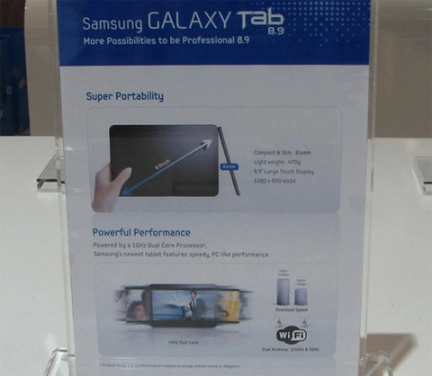 Galaxy tab 89 mỏng nhẹ hơn cả ipad 2