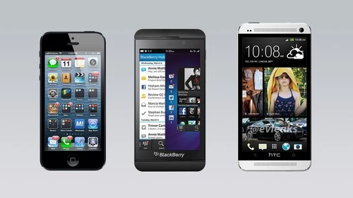 Htc one có ngoại hình giống blackberry z10 và iphone 5
