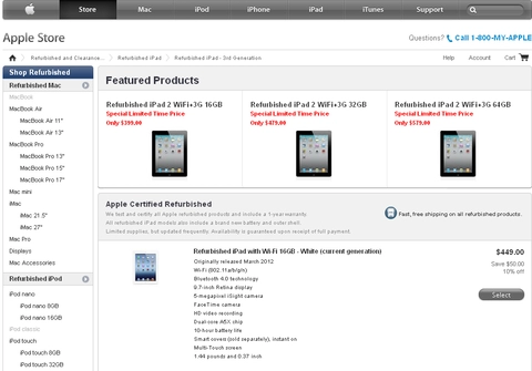 Ipad 2012 refurbished có giá từ 450 usd