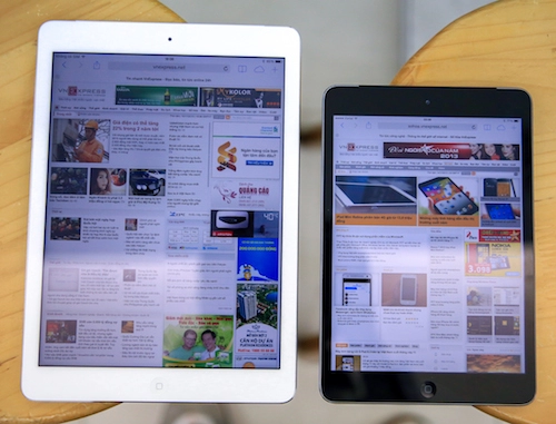 Ipad mini retina đọ dáng cùng ipad air