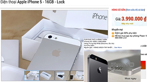 Iphone 5 5s khoá mạng giá 4 đến 6 triệu đồng tràn về vn