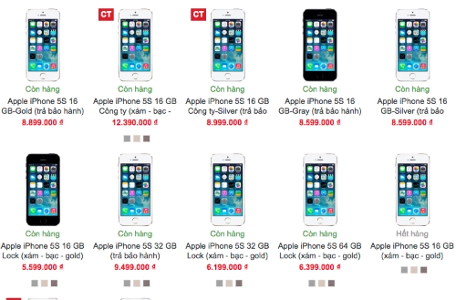 Iphone 5s giá giảm sâu hàng mới khan hiếm