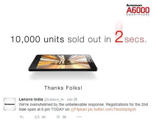 Lenovo bán 10000 điện thoại giá rẻ trong 2 giây