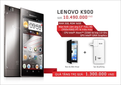 Lenovo k900 được trang bị bộ xử lý mới nhất của intel