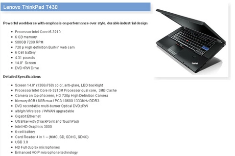 Lenovo thinkpad t430 dùng chip ivy bridge