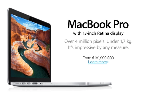 Macbook pro retina 13 inch giá từ 399 triệu đồng
