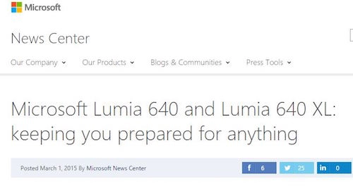 Microsoft vô tình tiết lộ bộ đôi lumia 640 và 640 xl