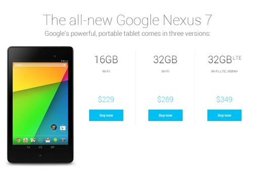 Nexus 7 2013 phiên bản có 4g lte bắt đầu bán