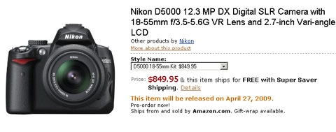 Nikon d5000 sẽ bán vào ngày 274